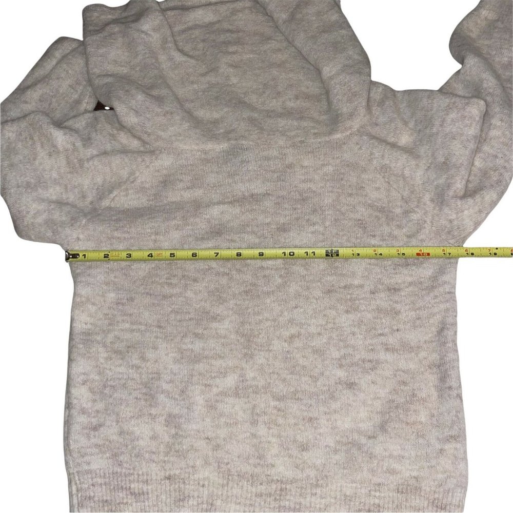 Divided Women Sweater Small Off Shoulder Cowl Neck Wool Alpaca Ivory Tan Heather - Picture 5 of 10